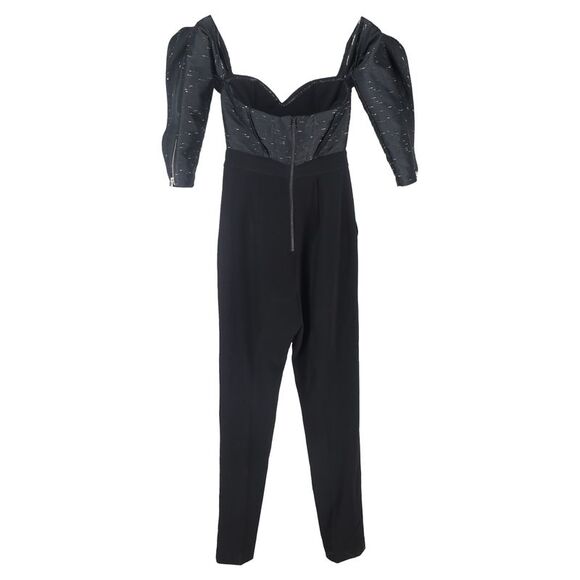 Self-Portrait Off-Shoulder Sweetheart Neckline Jumpsuit in Black Polyester - Picture 2 of 3